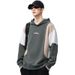 2025 New Contrasting Color Design Fashionable Versatile Sweater Men's Drape Color Matching Hooded Pullover Plus Size Sweater Men's Clothing_viptrois.com