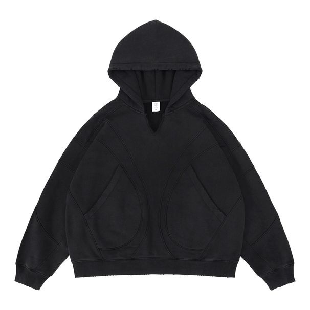 2026 Autumn Winter New Trendy Brand Deconstructed Patchwork Oversized Hooded Sweatshirt Men's Hoodie_viptrois.com