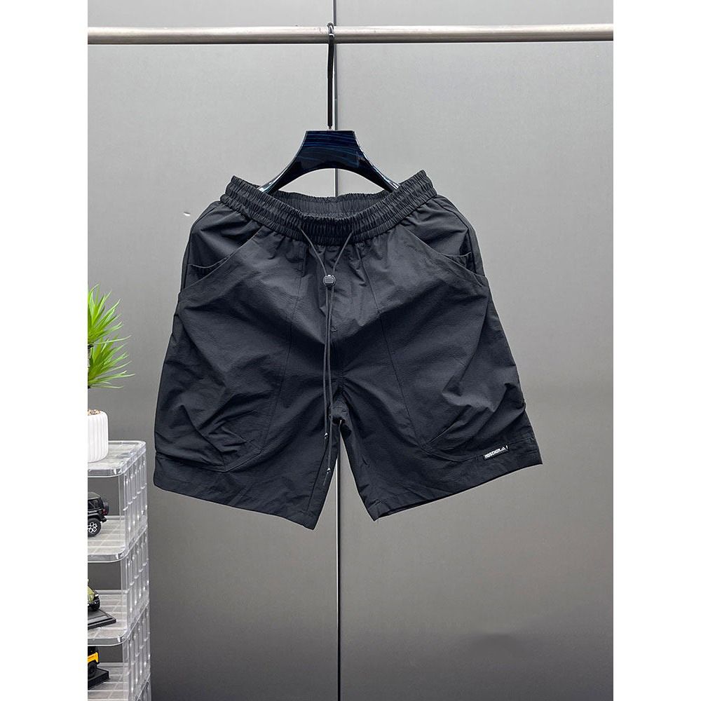 Summer Ice Silk Loose Casual Cargo Shorts For Men Solid Color Couple Five Point Pants Men's Clothing_viptrois.com