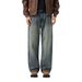 Men's Clothing Autumn New Style Washed Distressed Jeans Men's Retro Loose Floor Length Straight Leg Pants_viptrois.com