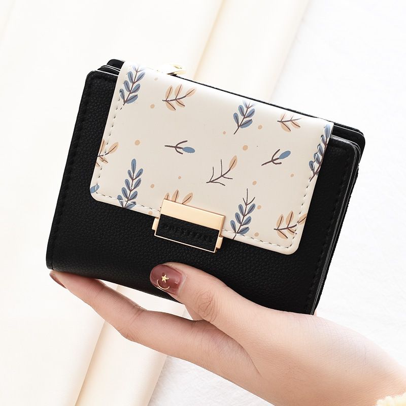 Wallet Card Cases Women Wallet Short Cute Coin Purse Student Small Fresh Multifunctional Printed Small Wallet Women_viptrois.com
