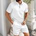 Men's Spring Solid Jacquard Polo Shirt & Shorts Set – Casual Two-Piece Outfit For Urban Comfort_viptrois.com
