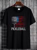 US Flag Pickleball Player Paddleball Lover Gift Unisex T-Shirt Homme Streetwear Designer Clothes Soft Summer Slightly Comfortable Versatile Casual_viptrois.com
