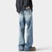 Lightning Pattern Flared Jeans For Men, Trendy Brand New Washed Retro Loose Straight Slim High Street Cool Long Pants_viptrois.com