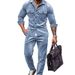 Men's Autumn Winter Suit Heavyweight Suede Solid Color Single Breasted Workwear Cardigan Two Piece Set_viptrois.com