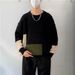 Pure 2025 Autumn Winter Retro Thickened Men Ins American Style Lazy Round Neck Knitted Sweater Personality Base Shirt_viptrois.com