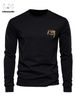 Men's Long Sleeved Round Neck Black T-shirt Top Loose 100 Cotton King Print_viptrois.com