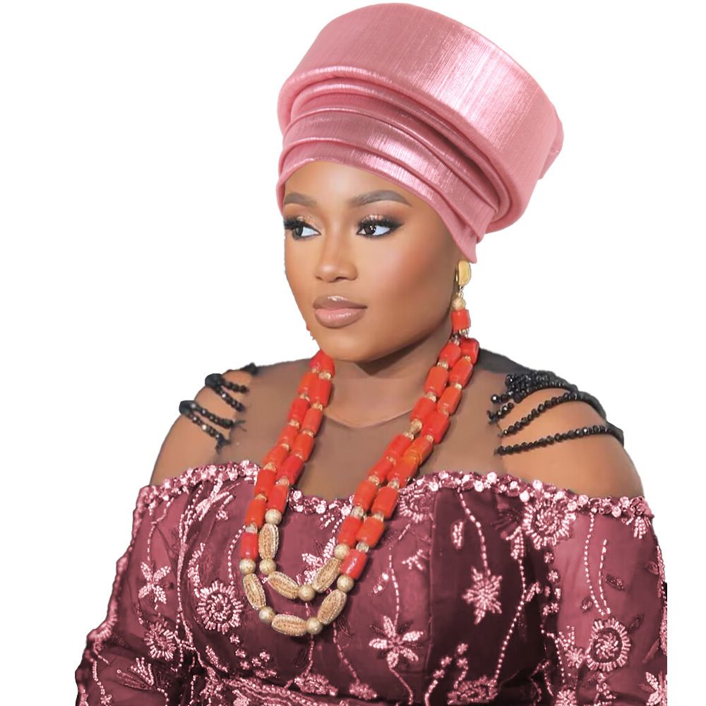 Women's Scarves African Traditional West African Nigerian Muslim Black Head Cover Hat Casual Hijab Hat_viptrois.com
