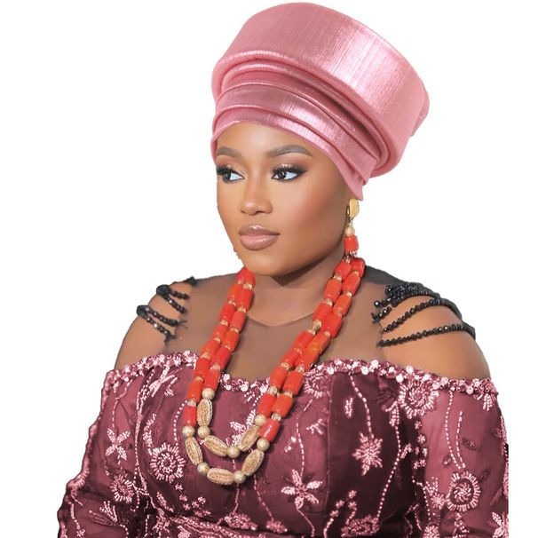 Women's Scarves African Traditional West African Nigerian Muslim Black Head Cover Hat Casual Hijab Hat_viptrois.com