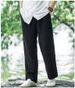 Men Summer Thin Breathable New Style Mile-Age An Young Cotton Linen Wie-Leg Casual Long Pants Plus Size Treny_viptrois.com