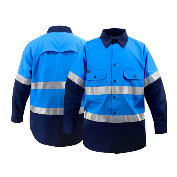 Men's Clothing Construction Workshop Auto Repair Sanitation Machine Tool Pure Cotton Reflective Strip Shirt Top Work Clothes_viptrois.com