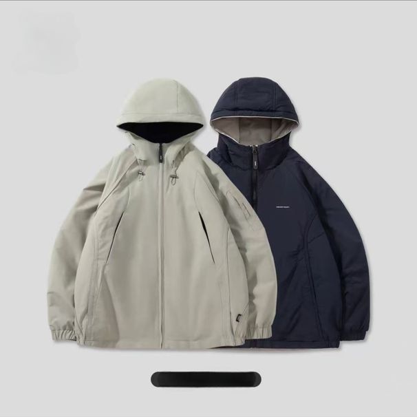 Winter Men's New Outdoor Reversible Functional Trendy Versatile Fashion Workwear Hooded Cotton Jacket Coat_viptrois.com