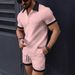 Men's Clothing Men's Shirt Casual Contrast Short Sleeved Shorts Beach Suit_viptrois.com