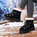 Women's Winter Snow Boots With Cross Strap Design, Thick Fur Lined, Non-Slip Rubber Sole, Short Shaft, Comfortable (Black, Beige, Camel)_viptrois.com