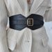 Vintage irregular black waistband decorative dress jacket alligator elastic elastic waist wrap female_viptrois.com