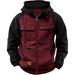 2025 Model Retro Workwear Hooded Sweatshirt, Men's Zipper Solid-color Warm Sports Shirt With Multiple Pockets Hooded Jacket_viptrois.com
