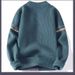 "Men's Color Block Knit Sweater – Trendy Loose Fit Winter Pullover, Warm & Stylish (Khaki/Black/Green, M-XXXL)"_viptrois.com