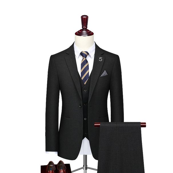 CT Casual Set For Men, Youth Groomsmen Wedding Suit, Trendy Korean Slim Fit British Style Small Suit_viptrois.com