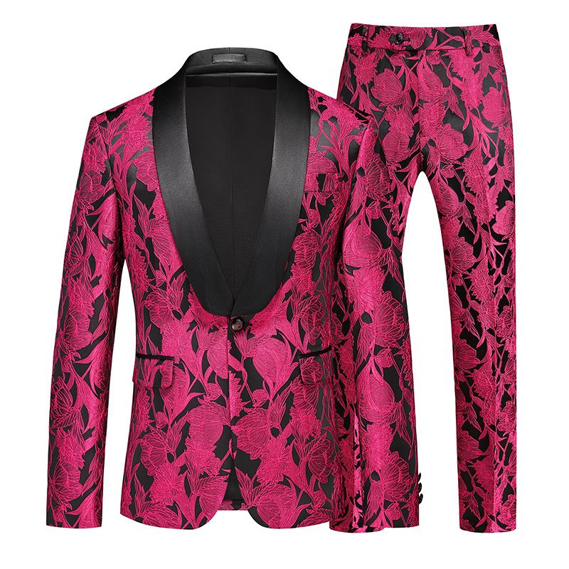 Men's Clothing New Men's Suit Two Piece Suit Korean Style Youth Trend Fashion Casual Jacquard Suit Men's Dress_viptrois.com