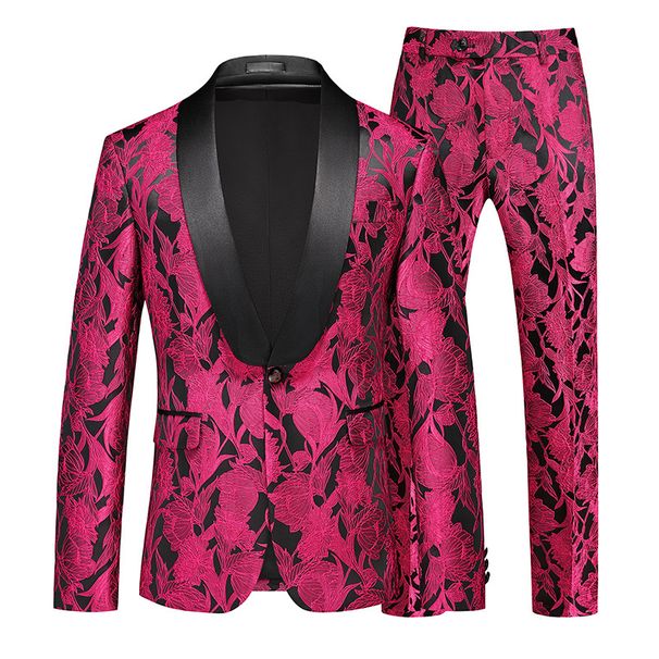 Men's Clothing New Men's Suit Two Piece Suit Korean Style Youth Trend Fashion Casual Jacquard Suit Men's Dress_viptrois.com