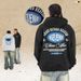 American Style Fleece-lined Thickened Hoodie With Text Print, Loose Fit Trendy High Street_viptrois.com