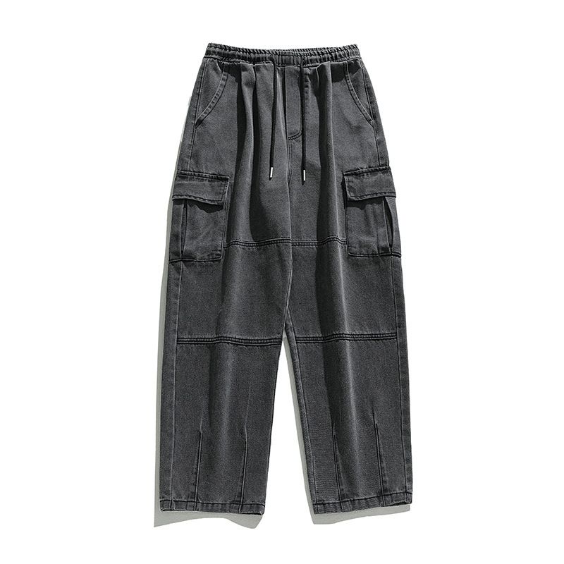 Men's Clothing Korean And Japanese Men's Clothing Double Three Dimensional Pocket Jeans Spring New Retro Old Washing Workwear Trousers Men_viptrois.com