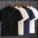Men's Clothing Linen Short Sleeved T Shirt Suit Retro Cotton And Linen Large Size T Shirt Nine Point Pants Set_viptrois.com