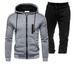Men's Clothing Cardigan Zipper Hooded Sweatshirt Suit Digital Casual Sports Solid Color Men's Sweatshirt Sweatpants_viptrois.com