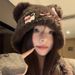 Cute Little Bear Ears Cat Bow Plush Women's Autumn and Winter Warm Ear Protection Lei Feng Show Face Small Hat_viptrois.com