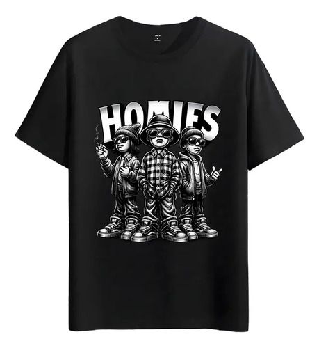 Tshirt Muscle Freaks 2026 Homies Estilo Hip Hop Black And White_viptrois.com