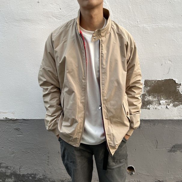 AUTICUP Thin American Harrington G9 Jacket Retro Casual Workwear Coat Khaki Stand Collar Motorcycle Windproof_viptrois.com