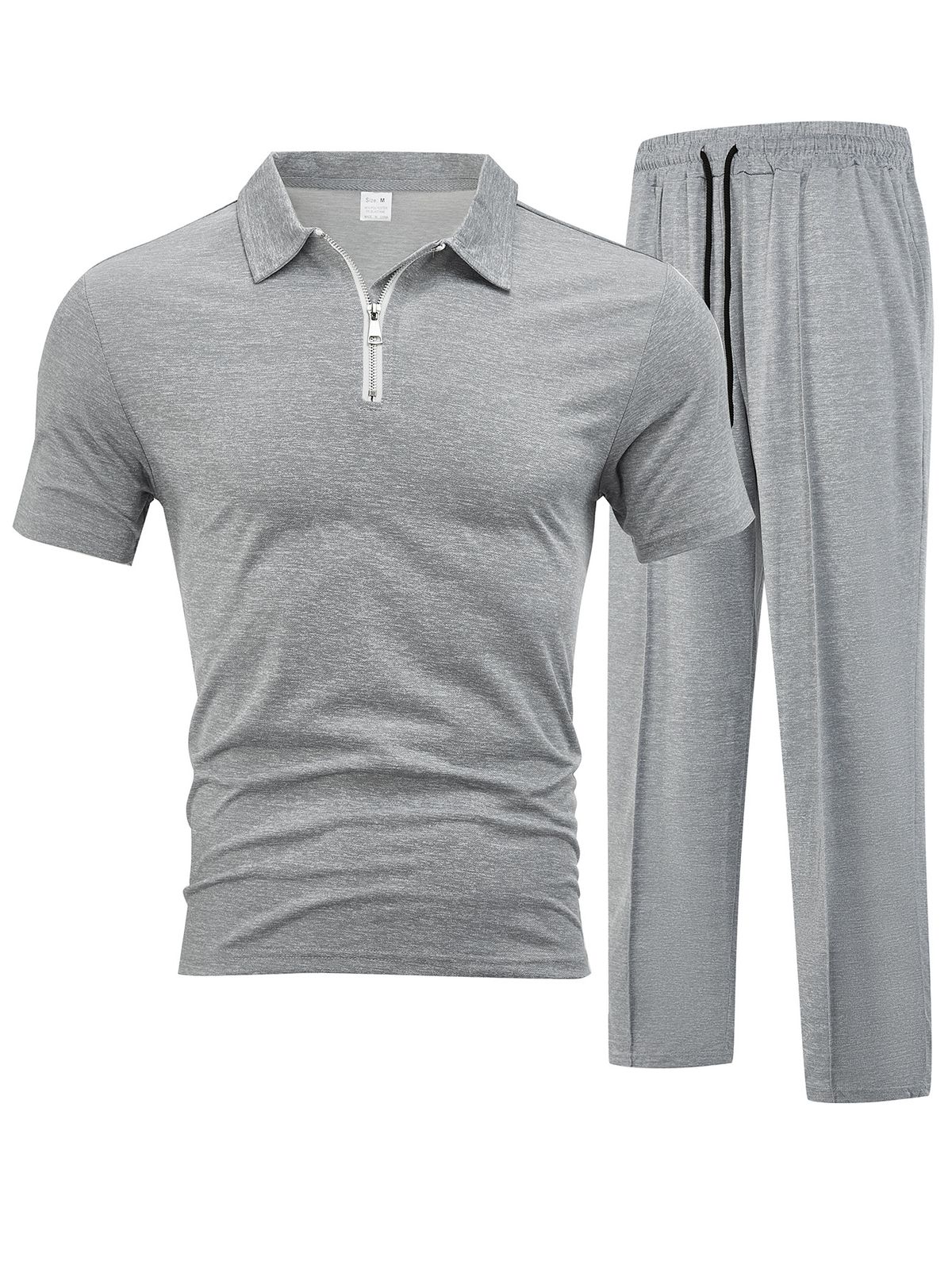 2026 Summer Men's Casual Sportswear Jacket With Collar And Zipper, Short Sleeve Pants, Casual Fashion Polo Shirt_viptrois.com