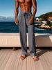 Men's Striped Casual Pants - Elastic Waist Comfort Trousers For Daily Wear And Light Exercise_viptrois.com