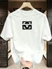 3 Pack Men's Oversized T-Shirts, 100% Cotton Crew Neck Casual Tees, Relaxed Fit Minimal Heart Monogram Print Design, Black White Grey_viptrois.com