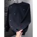 Men's Clothing Men's Long Sleeve Crewneck Sweatshirt With Heart Embroidery - Casual Loose Fit Korean Style Pullover For Spring & Autumn_viptrois.com