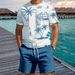 Summer Men's Printed Shorts Short Sleeves Casual Beach Suit_viptrois.com