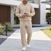 Men's Waffle-Knit Half-Zip Pullover Hoodie & Jogger Set – Relaxed Fit Casual Lounge Wear (Breathable & Lightweight)_viptrois.com