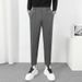 Men's Velcro Jogger Casual Pants Autumn Winter High End Fleece Lined Nine Point Dress Pants_viptrois.com