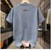 2025 Men's Summer Short Sleeve New T-Shirt Fashion Letter Smudge Top Crew Neck Versatile Half Sleeve T-Shirt_viptrois.com