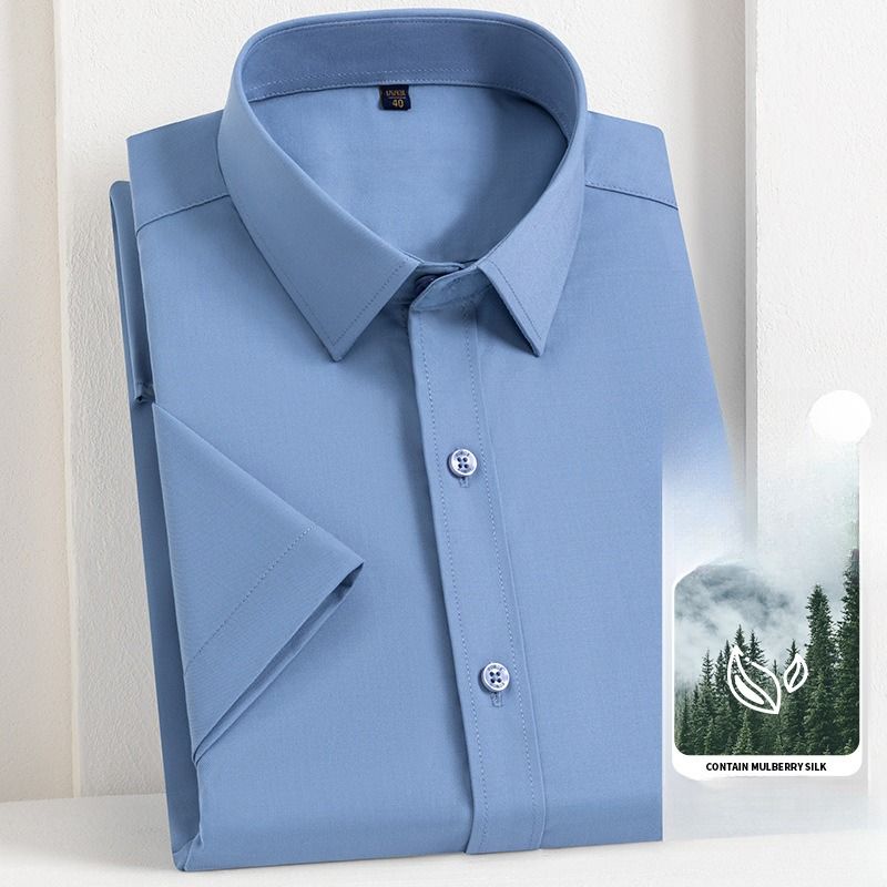 Men's Clothing Men's Summer Modal Blend Shirt – Breathable Stretch Short Sleeve (8 Colors, 11 Sizes, Wrinkle-Resistant & Moisture-Wicking)_viptrois.com
