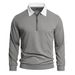 2026 Men's Collarless Half-Zip Waffle Shirt Casual American Loose Color-Plaid Sweatshirt For Men_viptrois.com