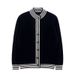 Loom Loom European American Style Autumn Top Casual Stand Collar Cardigan Sweater Men's Trendy Color Block Black And White Striped_viptrois.com