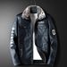 Men's Clothing New Collar Leather Jacket Men's Jacket Slim Fit Plus Velvet Thickened Jacket Men's Handsome Tide_viptrois.com
