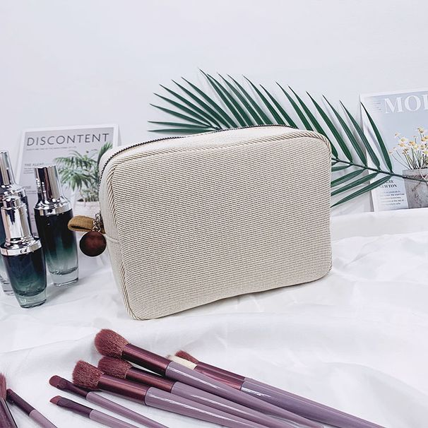 Makeup Tools & Accessories Embroidered Name Canvas Cosmetic Bag Large Capacity Portable Storage Bag Simple Wash Bag Ladies Handbag_viptrois.com
