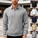 Men's Textured Knit Polo Sweatshirt – Half-Zip Pullover With Jacquard Detailing (6 Colors, Relaxed Fit, Trans-Seasonal Layering Essential)_viptrois.com