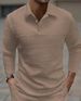 Men's Slim Fit Long Sleeve Polo Shirt With Textured Knit Fabric, Breathable & Machine Washable For Casual & Sporty Look_viptrois.com
