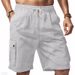 Men's Khaki Tactical Shorts Summer Outdoor Workwear Casual Beach Bamboo Linen_viptrois.com