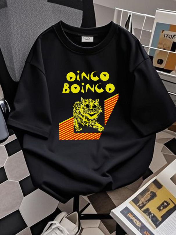 Cat Oingo Boingo TShirt Black Short Sleeve Singer Men Streetwear Fashion Designer Clothes Breathable Homme Casual Stretched Comfortable Graphic_viptrois.com