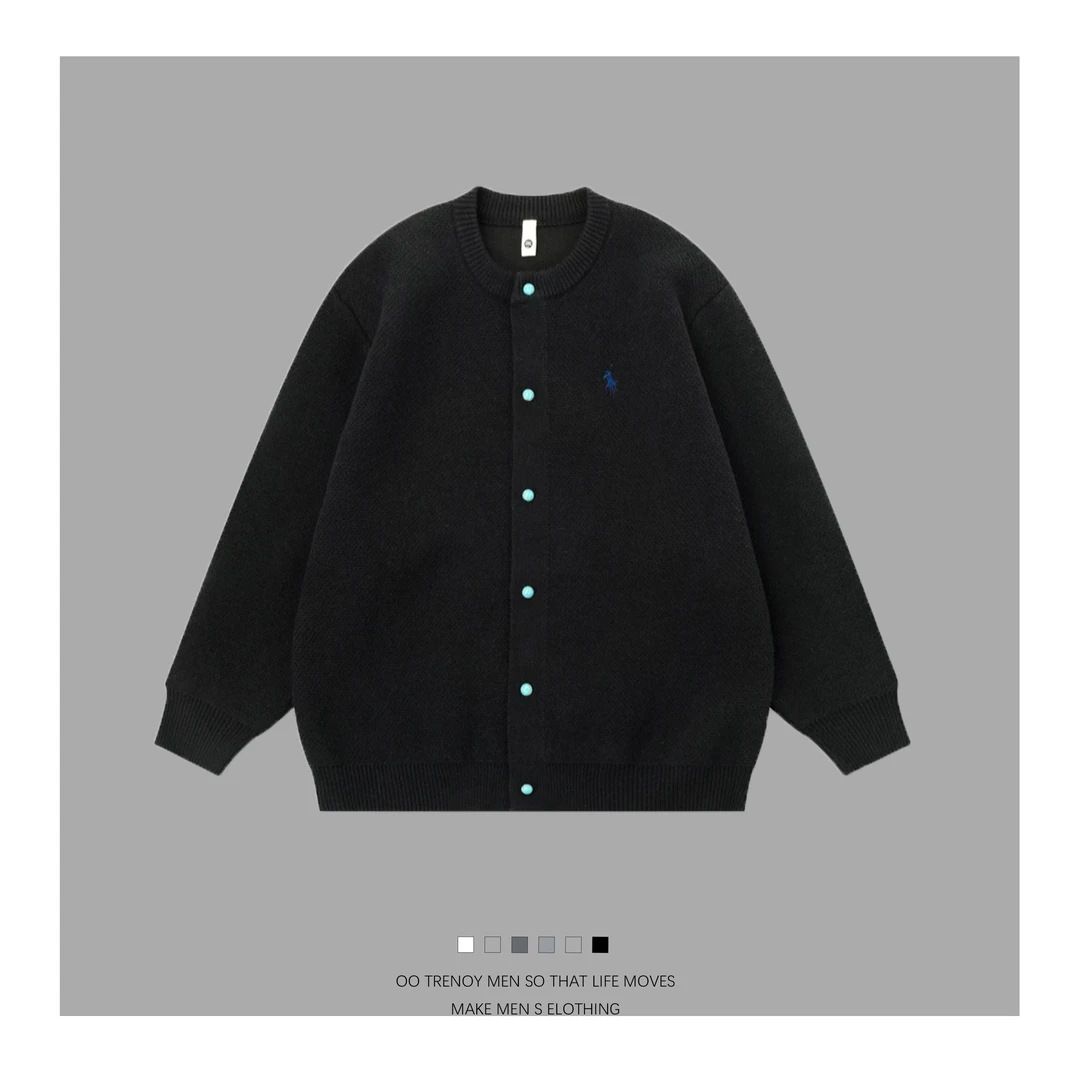 Unisex Retro Baseball Collar 2025 Spring New Solid Color Loose Casual All Match Sweater Jacket_viptrois.com