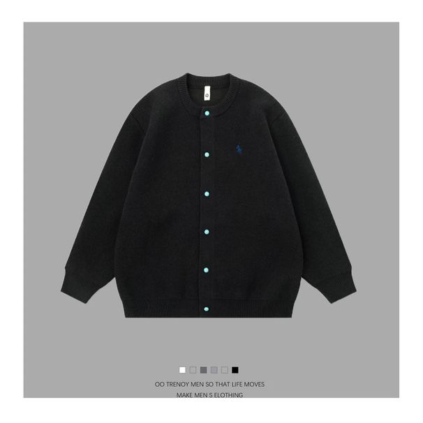 Unisex Retro Baseball Collar 2025 Spring New Solid Color Loose Casual All Match Sweater Jacket_viptrois.com